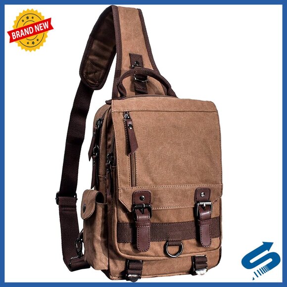 Canvas Messenger Bag Cross Body Sling Backpack Travel Rucksack Vintage
